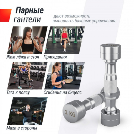 Гантель Unix Fit Pro круглая хромированная 1 кг, 2 шт. от магазина Perfect Trainers