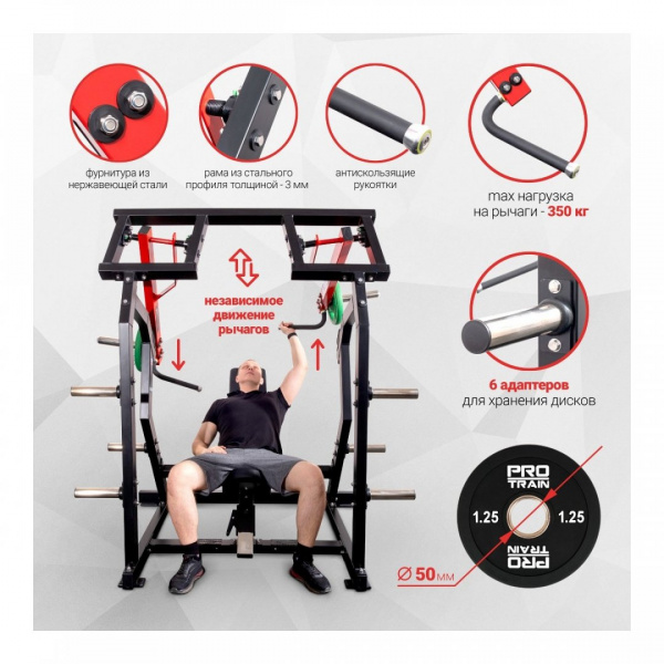 Плечевой жим на свободных весах Protrain PP121 (полностью черный) от магазина Perfect Trainers