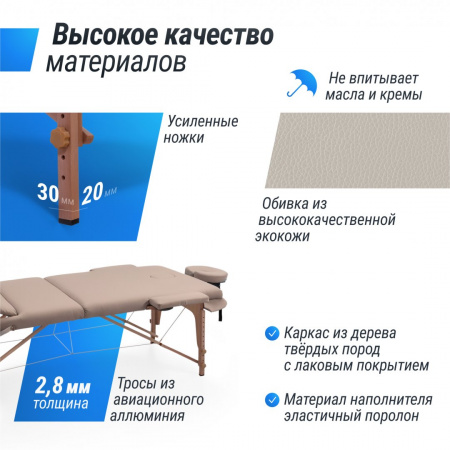 Массажный стол Unix Serenity 3 Section Grey от магазина Perfect Trainers