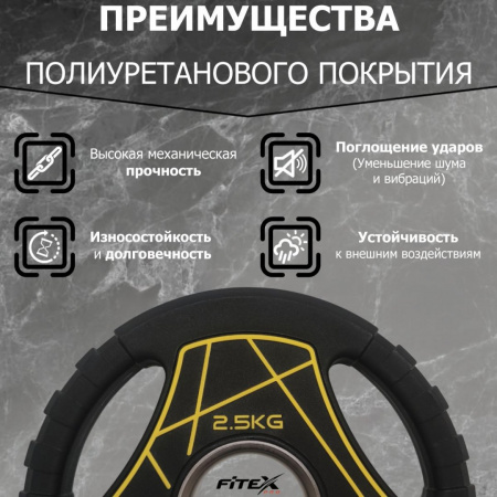 Диск Олимпийский 2.5 кг полиуретановый с ручками Fitex Pro LP-2,5 от магазина Perfect Trainers