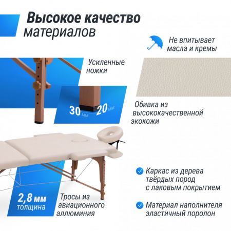 Массажный стол Unix Standard 3 Section Beige от магазина Perfect Trainers