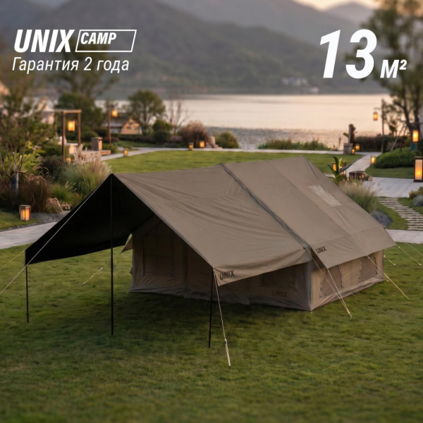 Надувная палатка Unix Camp Sirius 4х3 зеленый (+ навес) от магазина Perfect Trainers