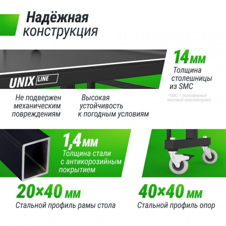 Всепогодный теннисный стол Unix Line outdoor 14 mm SMC (Grey) от магазина Perfect Trainers