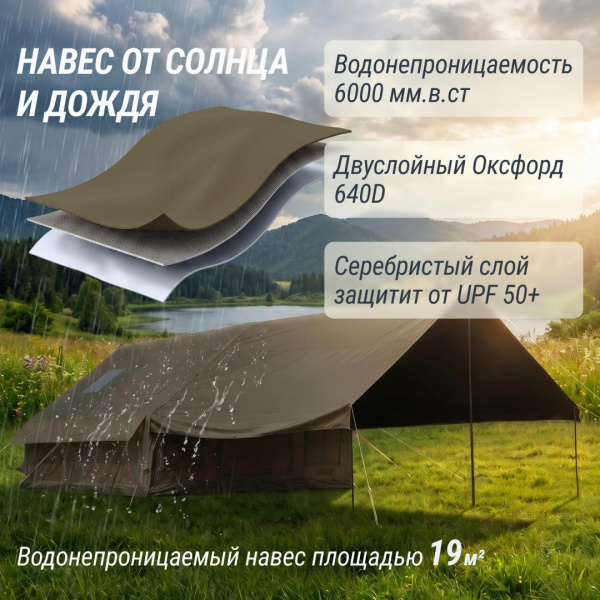 Надувная палатка Unix Camp Sirius 4х3 зеленый (+ навес) от магазина Perfect Trainers