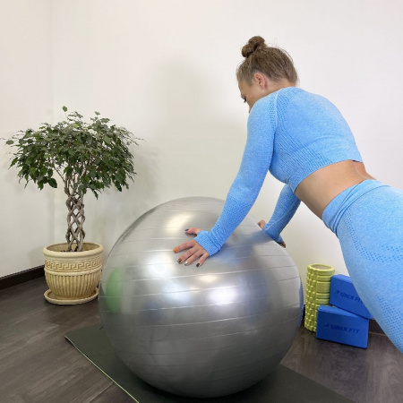 Фитбол с насосом Unix Fit антивзрыв, 65 см, серый от магазина Perfect Trainers