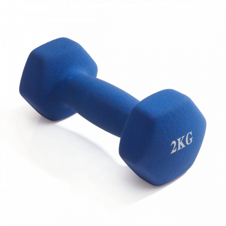Гантель неразборная гексагональная неопрен  2 кг (синяя) VictoryFit VF-DHN020 от магазина Perfect Trainers