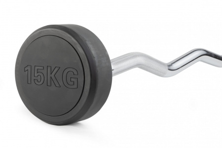 Штанга неразборная обрезиненная 15 кг. Изогнутый гриф. VictoryFit VF-DX5150 от магазина Perfect Trainers