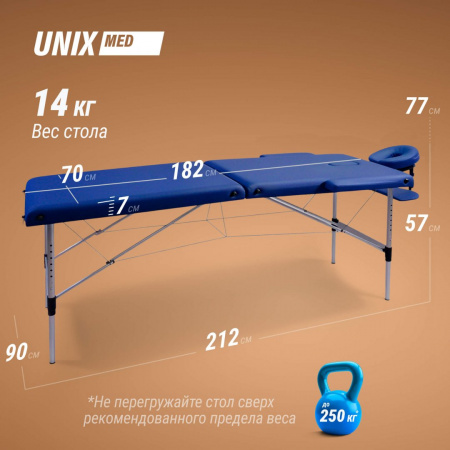 Массажный стол Unix Мастер / Master 2 секции синий от магазина Perfect Trainers