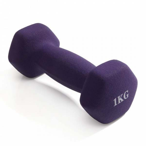 Гантель неразборная гексагональная неопрен  1 кг (фиолетовая) VictoryFit VF-DHN010 от магазина Perfect Trainers
