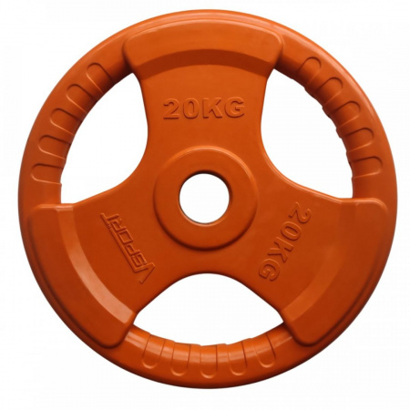 Диск Олимпийский 20 кг обрезиненный цветной с ручкой Fitex Pro LC-20 от магазина Perfect Trainers