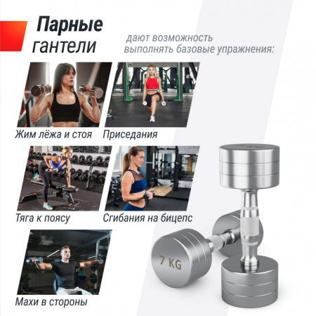 Гантель Unix Fit Pro круглая хромированная 8 кг, 2 шт. от магазина Perfect Trainers